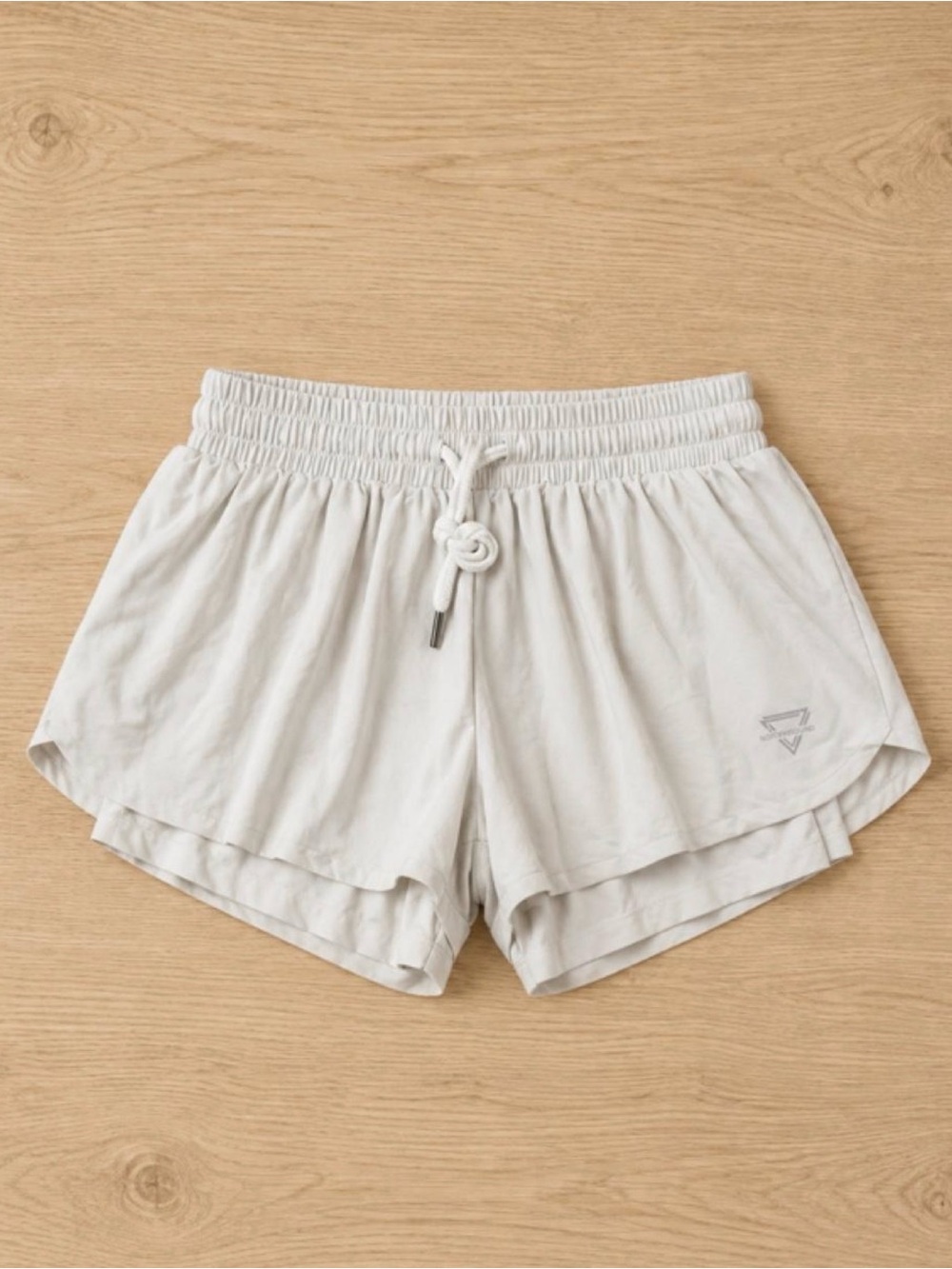 Women’s White Layered Running Shorts with Drawstring Waist